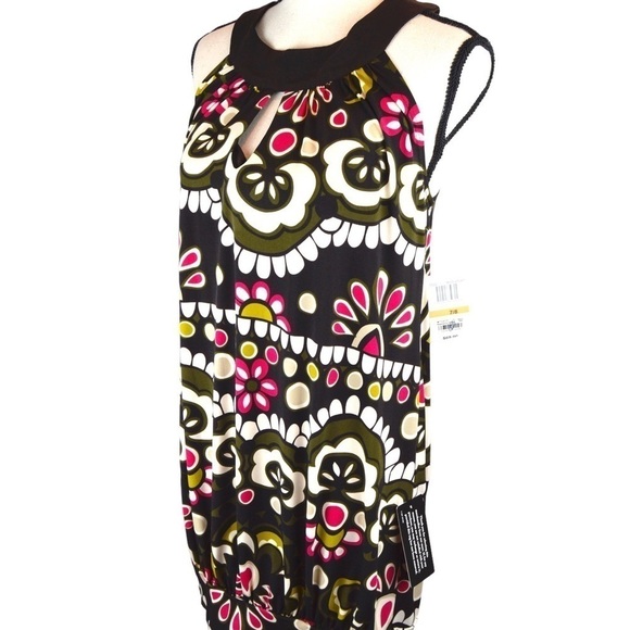 70s Mod Print Bubble Hem Dress, Size 7/8 NEW - Picture 2 of 7